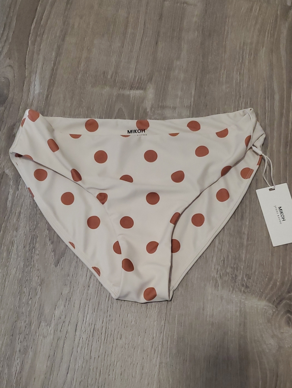 Mikoh Cream Bikini Bottoms with Rust Polka Dots XL